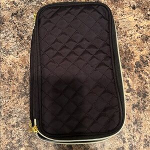 Black Quilted Zipper Jewellery Pouch